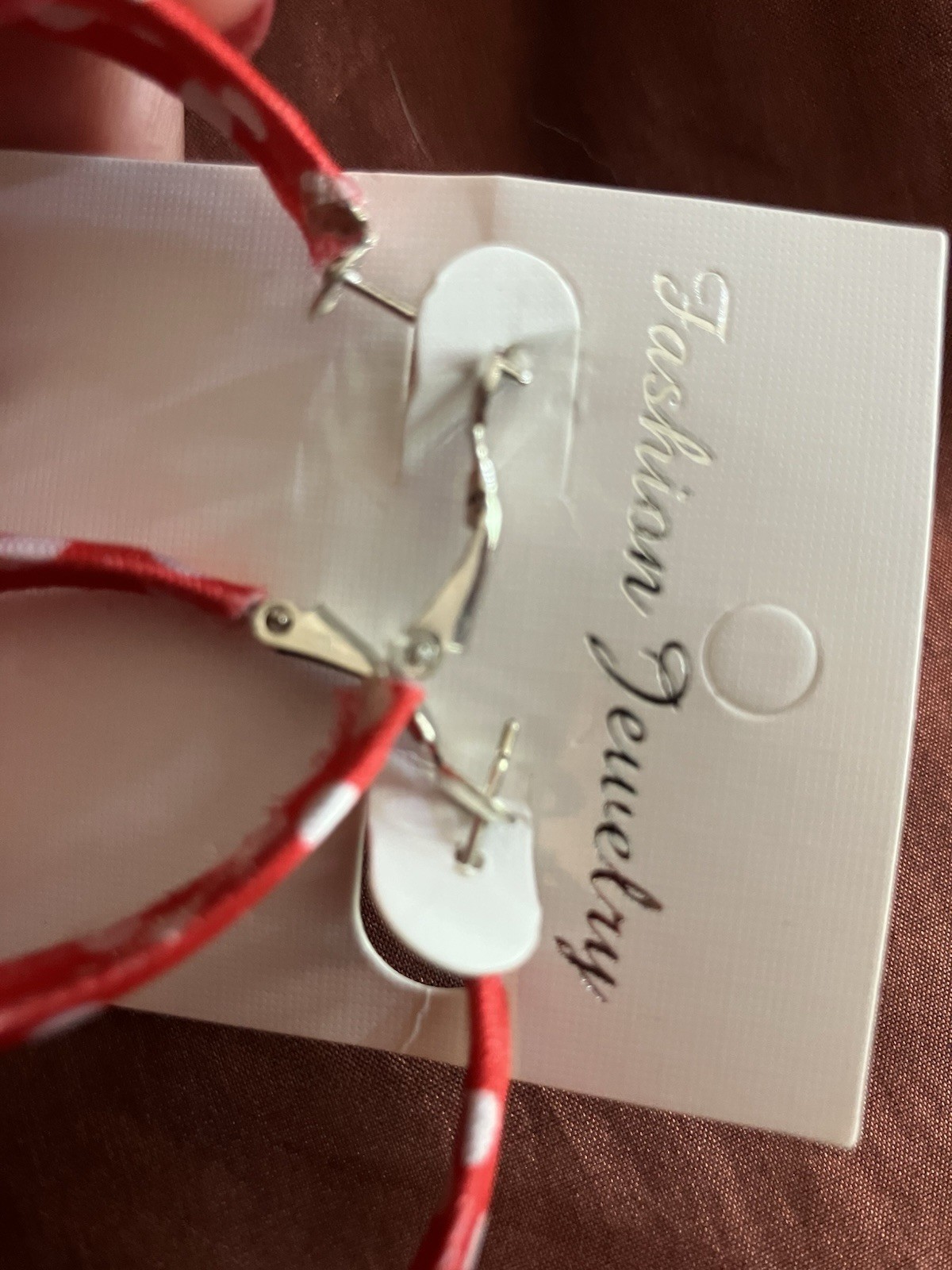 Hoop Earrings Red And White Polka Dot Rockabilly Or Minnie Mouse Style