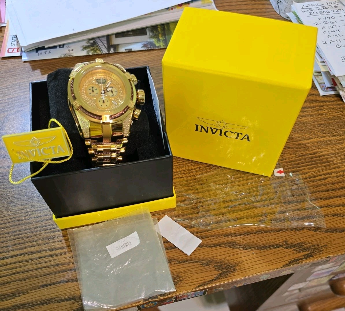 New Invicta Reserve Bolt Zeus 38208 Gold Label 1.31ctw 50mm Swiss Ronda 5040D