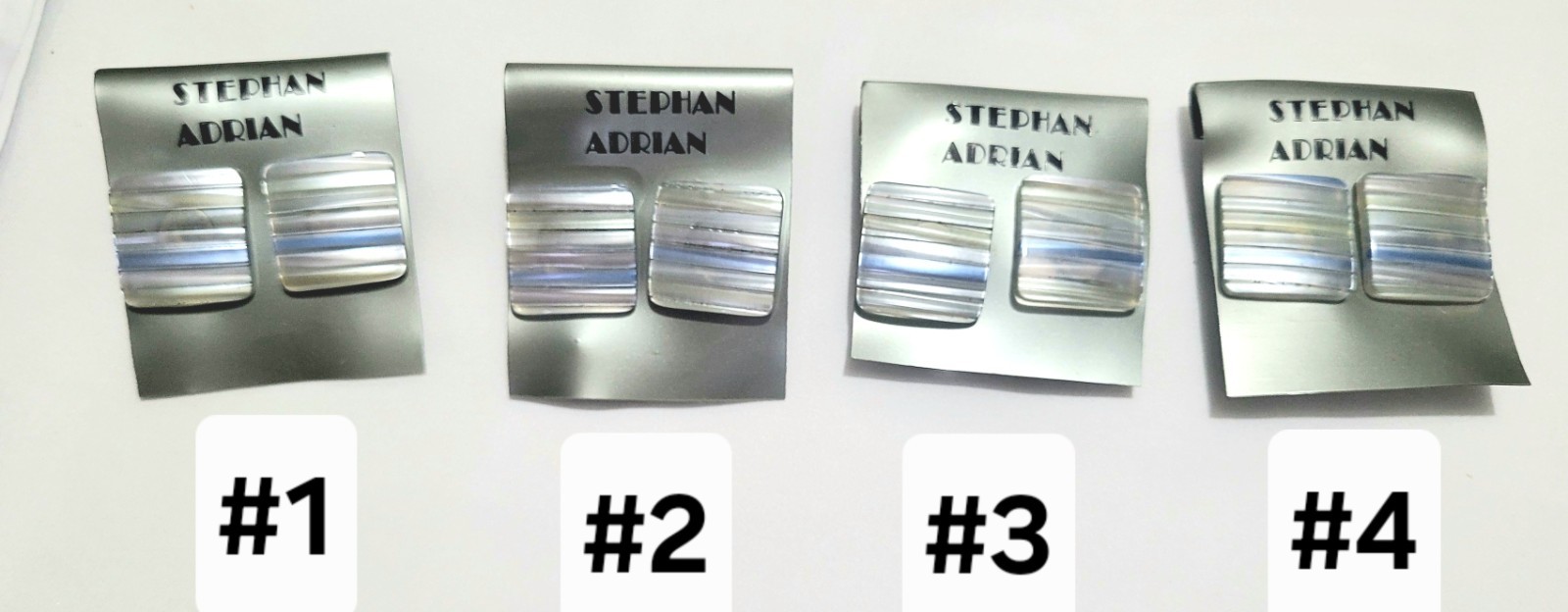 Vintage Stephan Adrian Striped Mother-of-pearl Studs Earrings