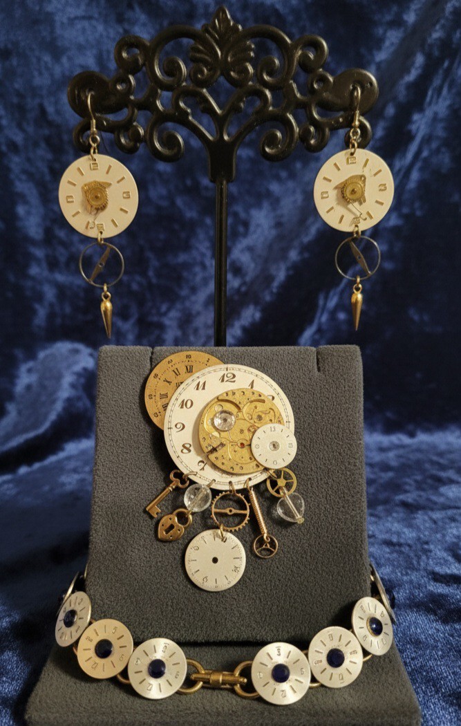 Vintage Steampunk Elgin/Duward Upcycled Watch Demi-Parure Set
