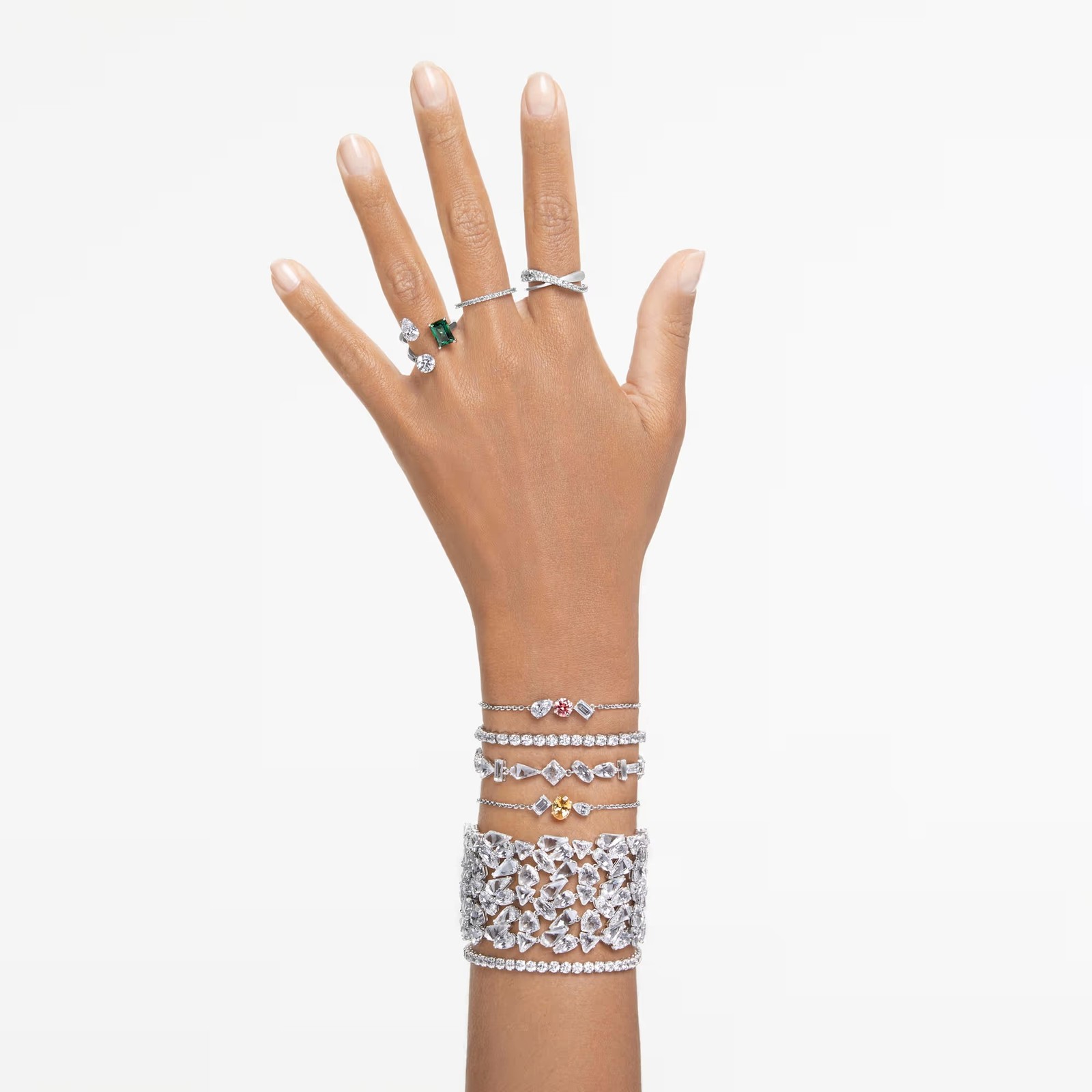 Swarovski Matrix Vittore Ring, White, Silver Tone Finish 5705604 (Size 55/M/7)