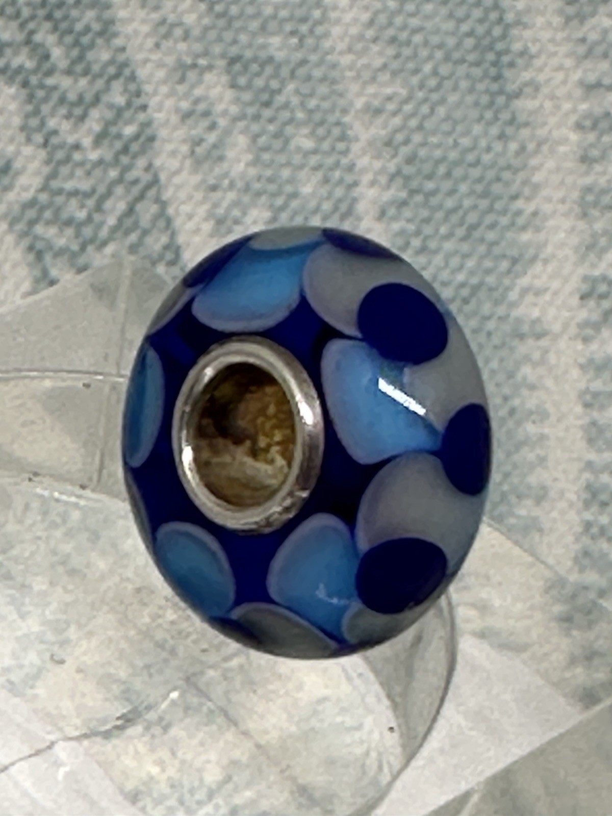Authentic Trollbeads OOAK Gray Chain with Blues on Cobalt UU, New (30.0)