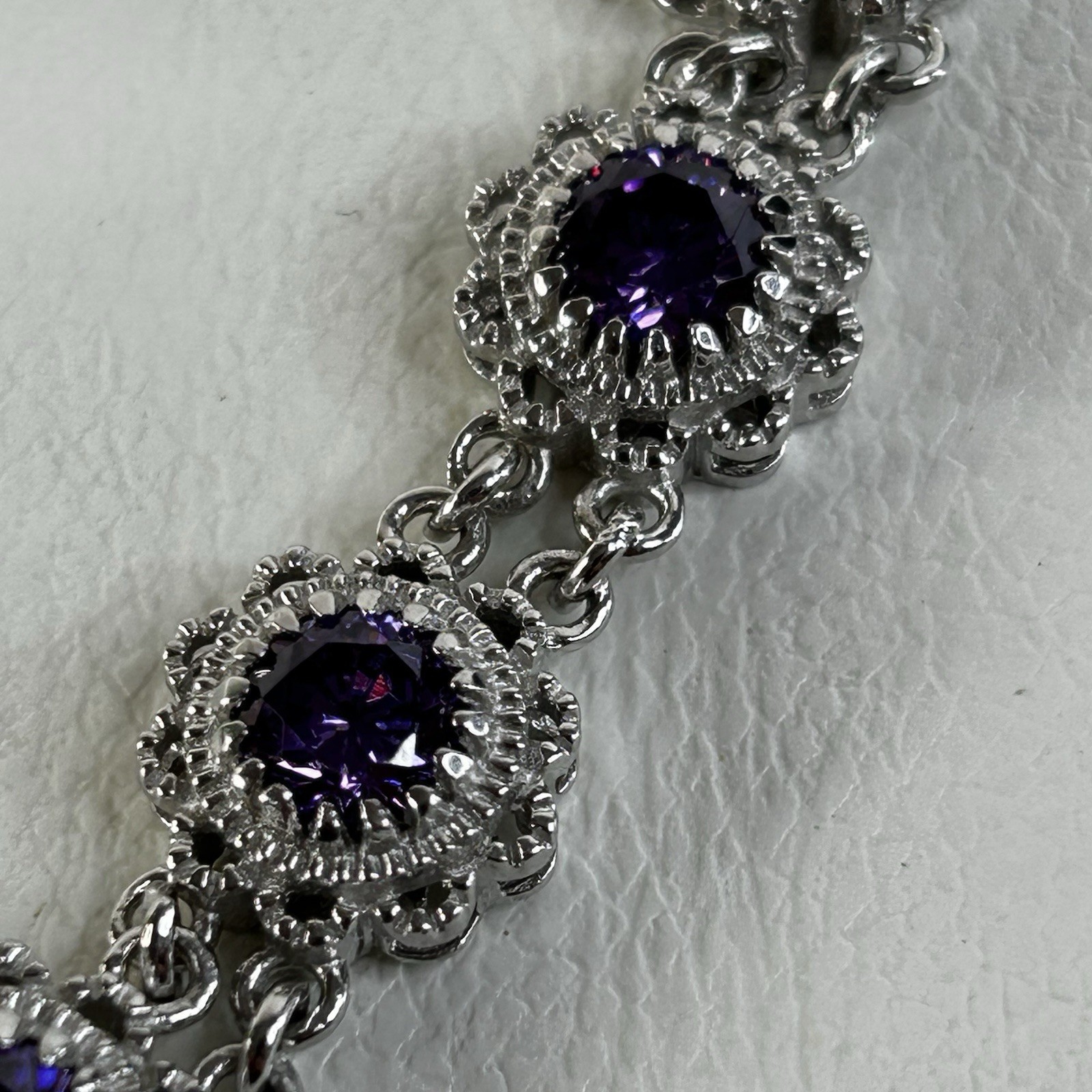 STS Karis Purple Simulated Amethyst Filigree Bolo Bracelet