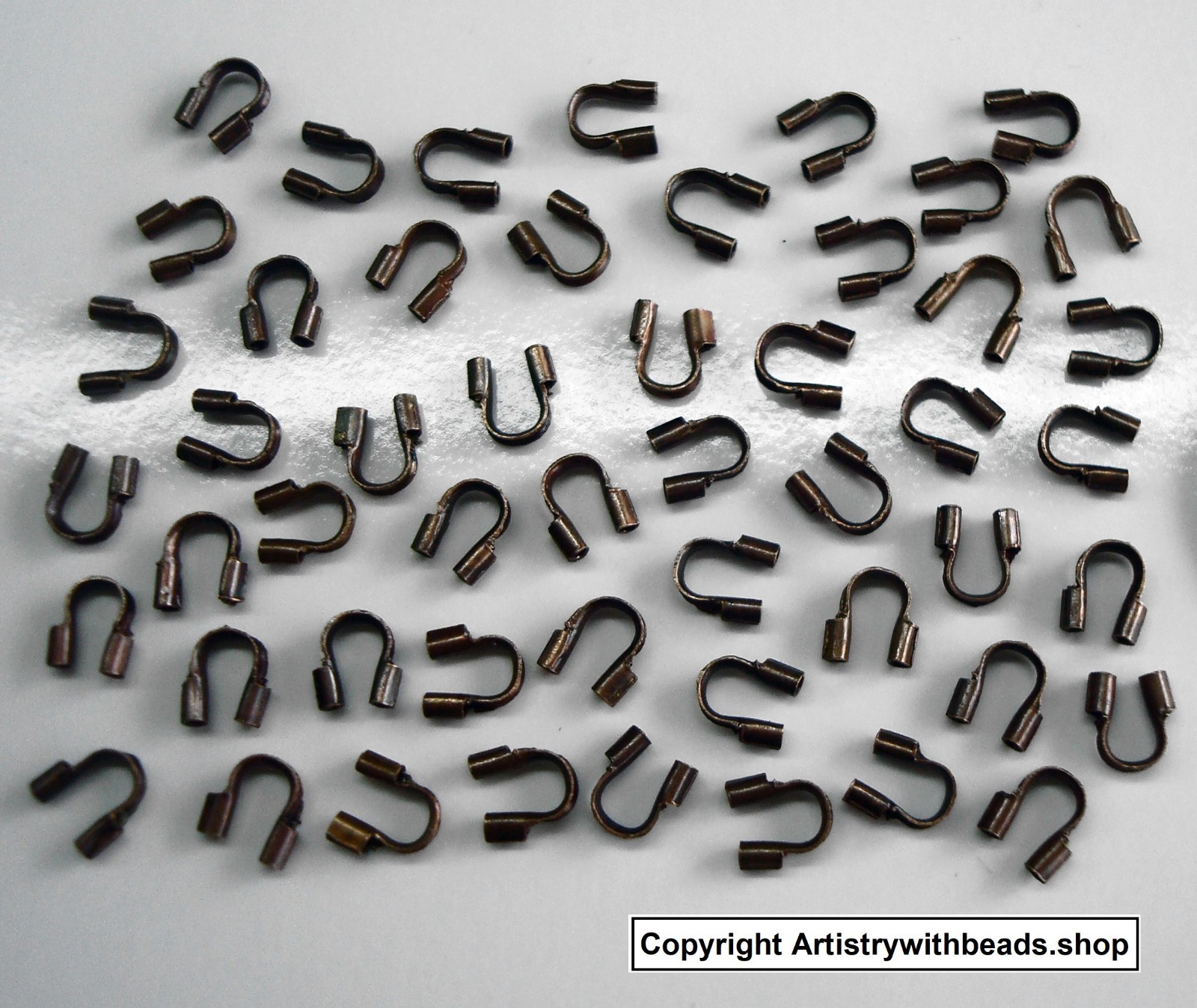50 Wire protectors COPPER plated crimping tiger tail wire guards 5x4mm FPC093B