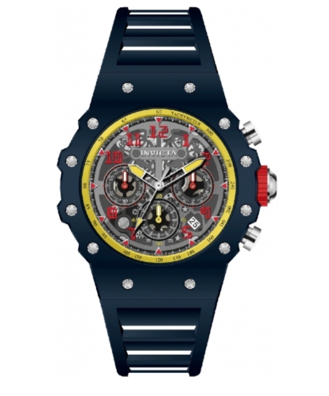 NEW – Invicta Racing Valyron (69782) Dark Blue/Yellow/Red 41mm Unisex Watch