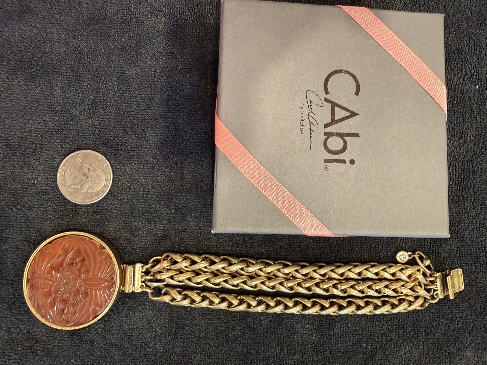 CAbi Villa Convertible Gold Chain Bracelet/Brooch w Cabi Box