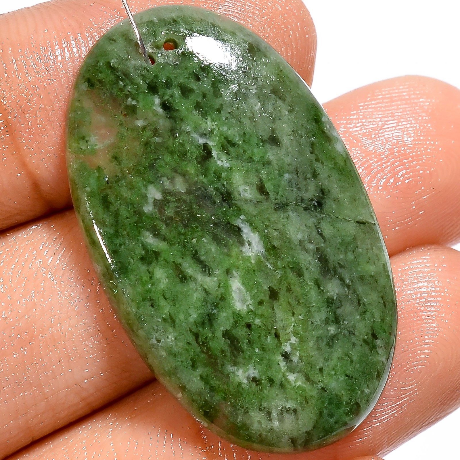 Natural Ruby Zoisite Oval Cabochon Drilled Gemstone 29.5 Ct. 33X20X4 mm A-23696