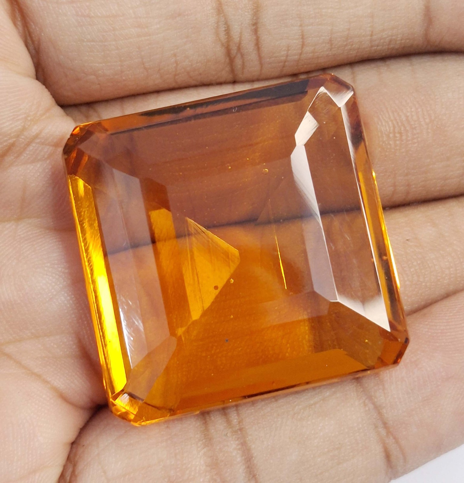 Honey-Orange Citrine Square Cut 126-128 Ct Certified Loose Gemstone SP1609