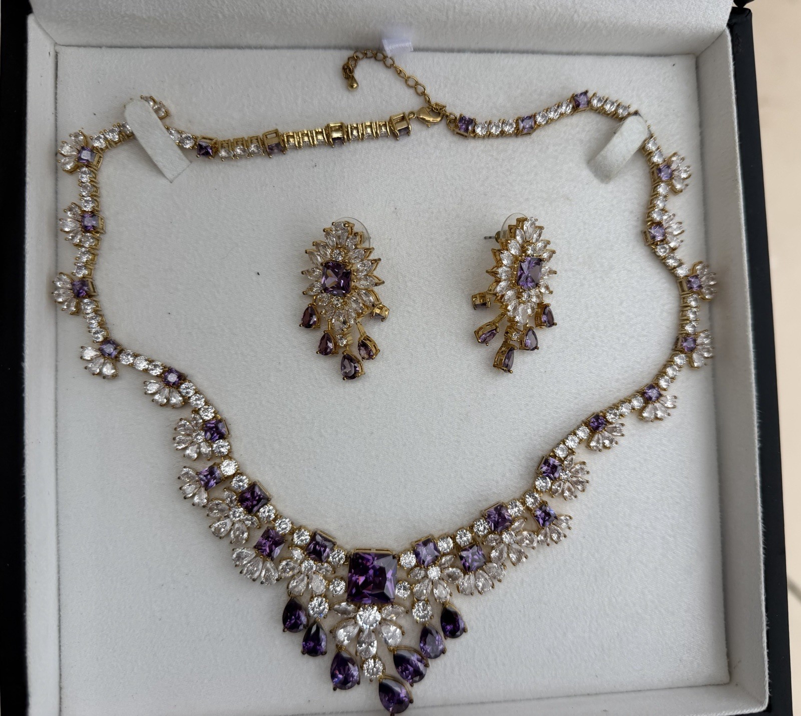 Daniel Steiger NEW Gold Plated Stormy Haze Collection Necklace &Earrings $578.