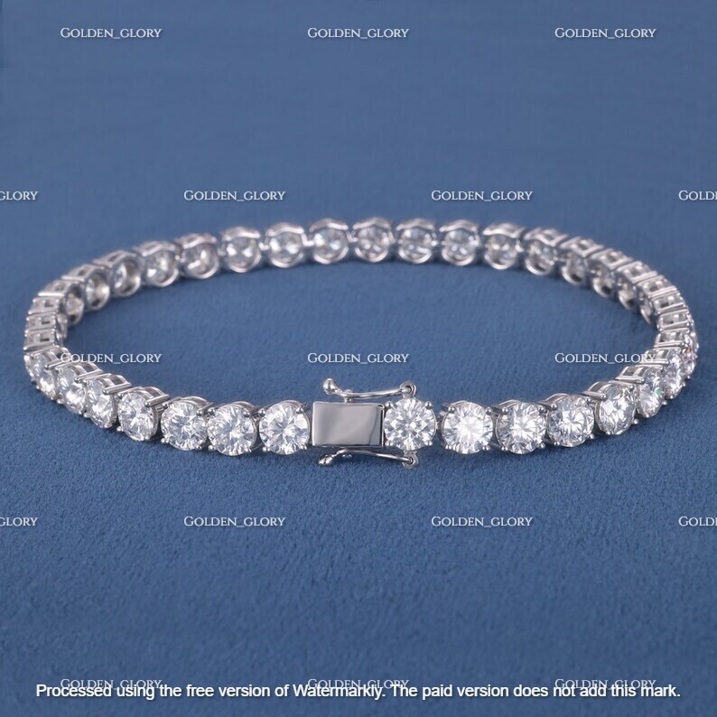 24Ct Round Cut 5MM Diamond Women’s Tennis Bracelet 14K White Gold Finish 7″ Inch