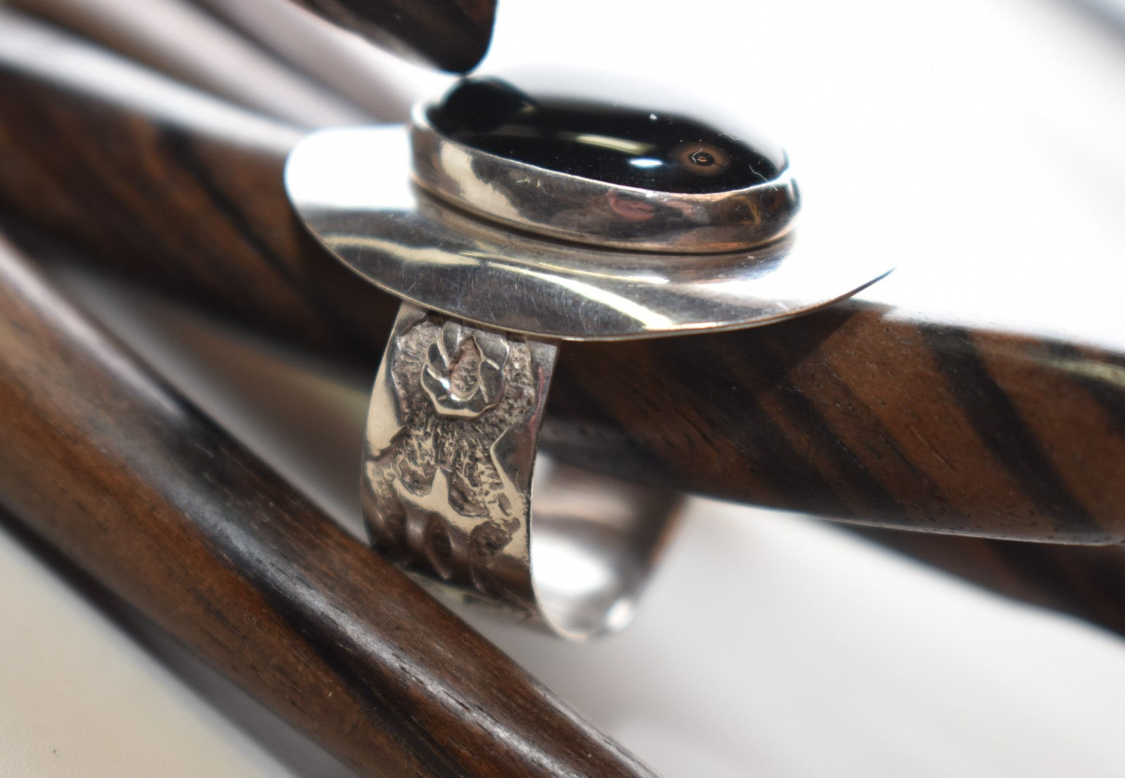 Rich, Dramatic Onyx & Sterling Ring