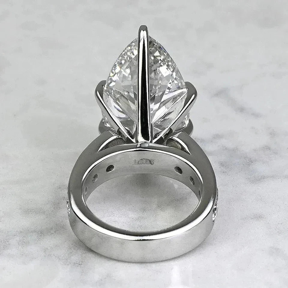 Pear Cut 4.30 Ct White Moissanite Bridle Anniversary Ring 925 Sterling Silver