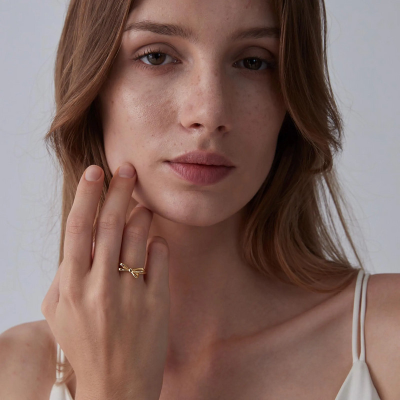Dainty Bow Tie Bowknot Band Stacking Ring in 925 Sterling Silver