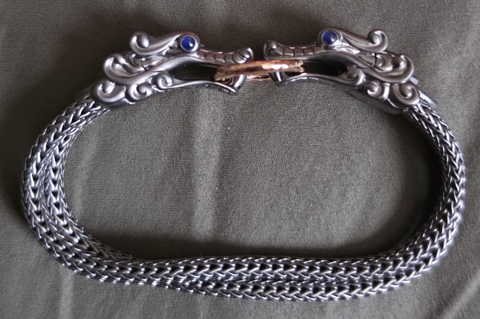 John Hardy Naga Double 10mm Bracelet in Black Silver, Bronze – Size 7.5 Inches