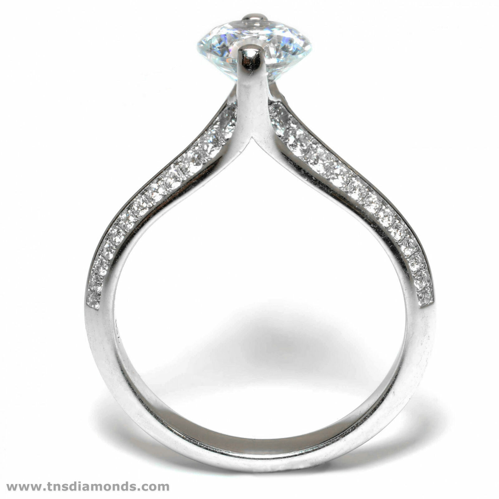 Tension Set Diamond Engagement Semi-Mount Ring 18k White Gold .75ct VS Size 6.25