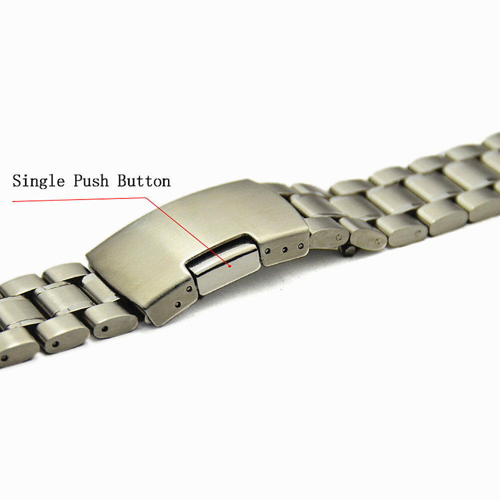Men’s One-Piece Pure Solid Stainless Steel Watch Strap Band 16 18 20 22 24 26mm