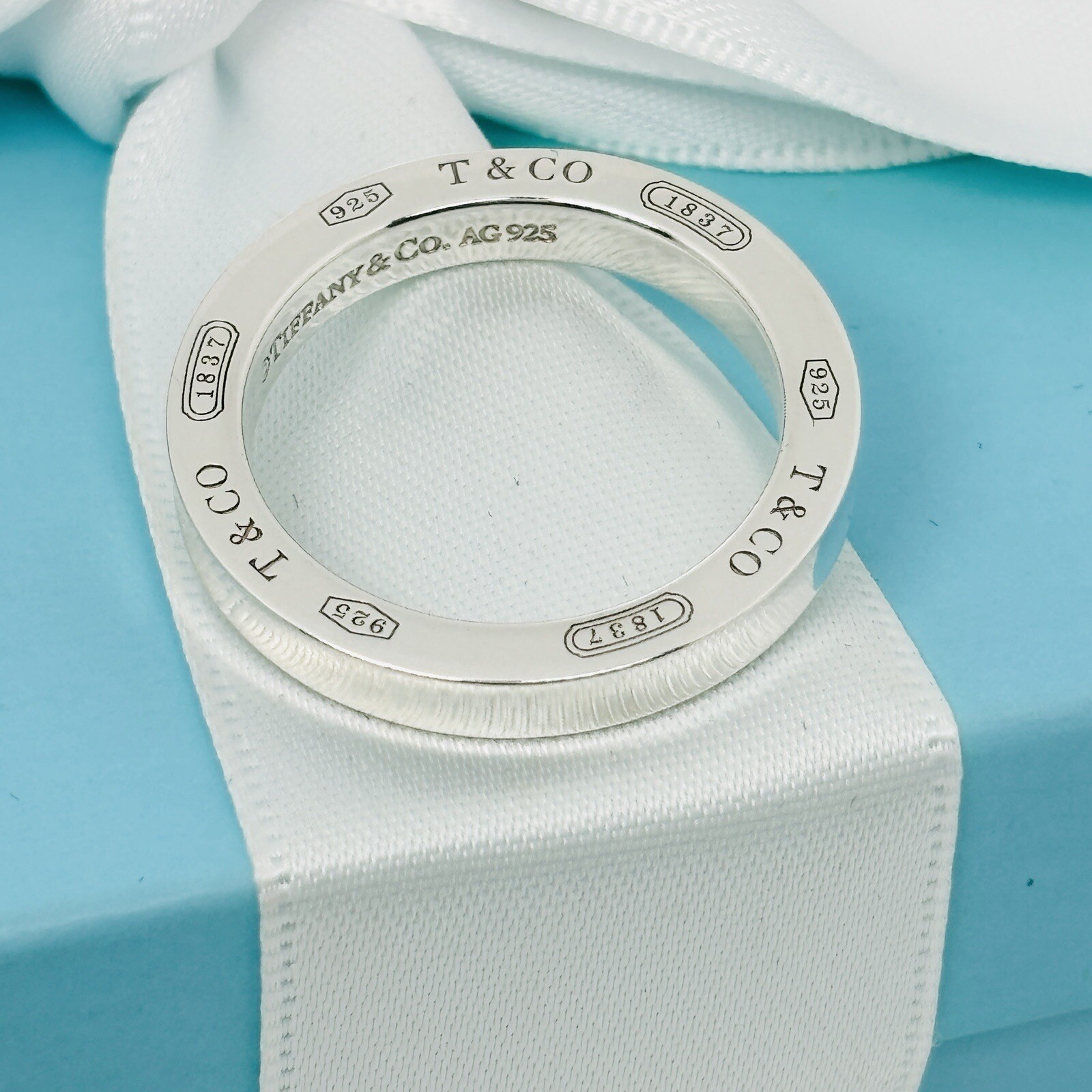 Size 9.5 Tiffany & Co 1837 Ring Concave in Sterling Silver