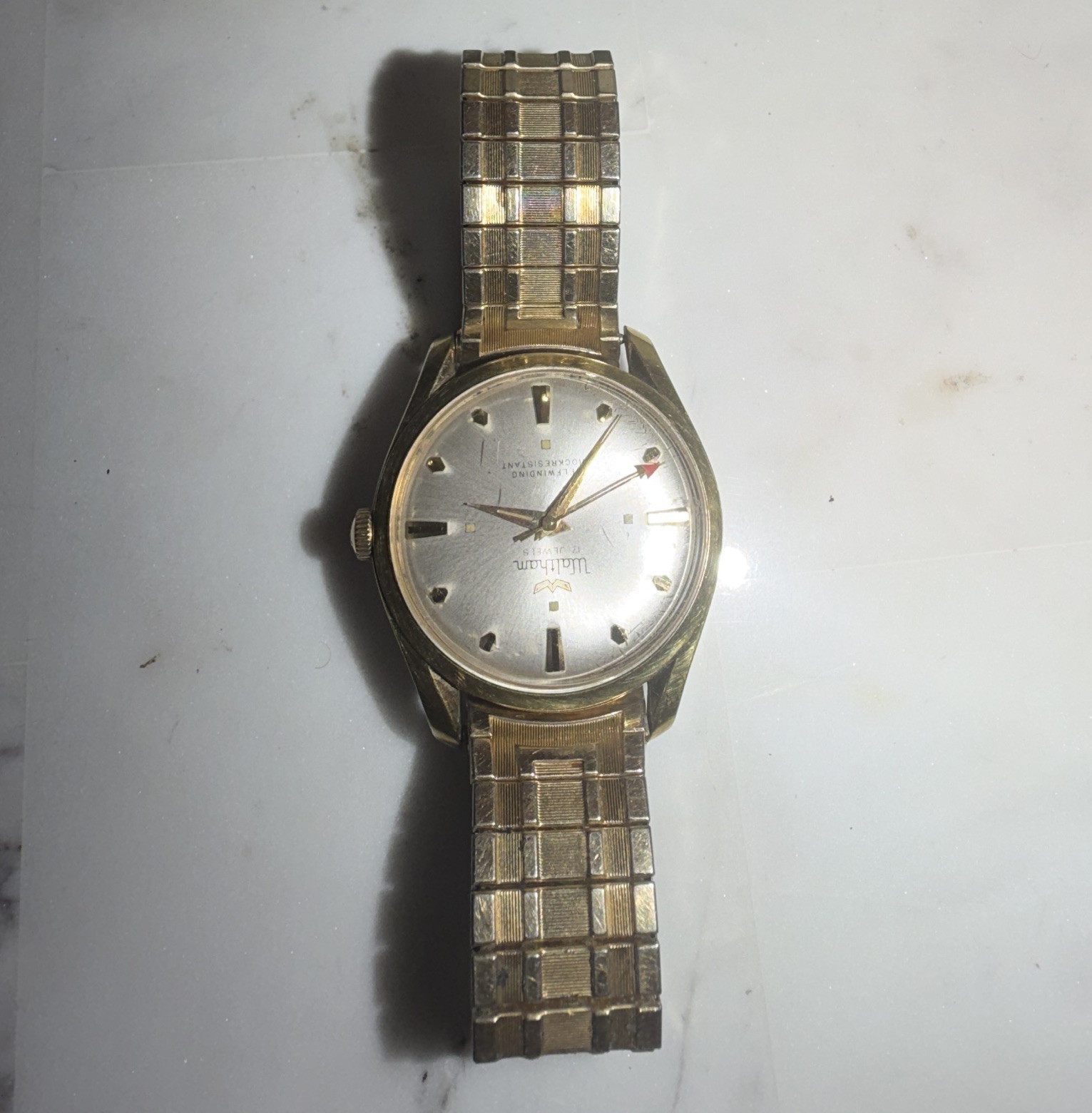 1950s Vintage Waltham Automatic 17 Jewels Watch 10K GF Red Arrow