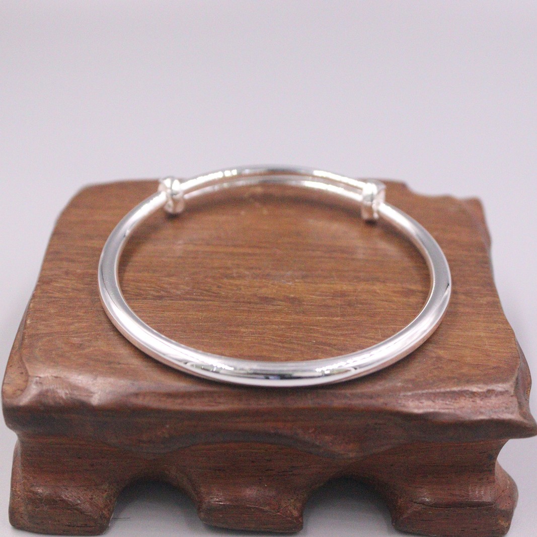 1pcs Real 999 Silver Bracelet For Women Polish Surface 55-60mm Silver Bangle