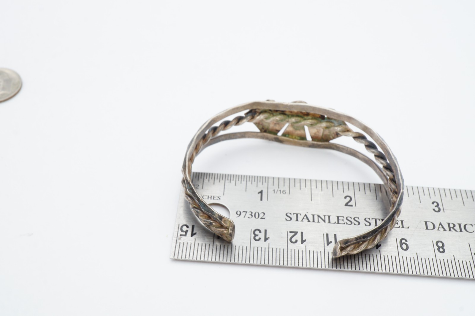 Vtg Fred Harvey Ear Navajo Sterling Silver Turquoise Thunderbird Bracelet 6.25″