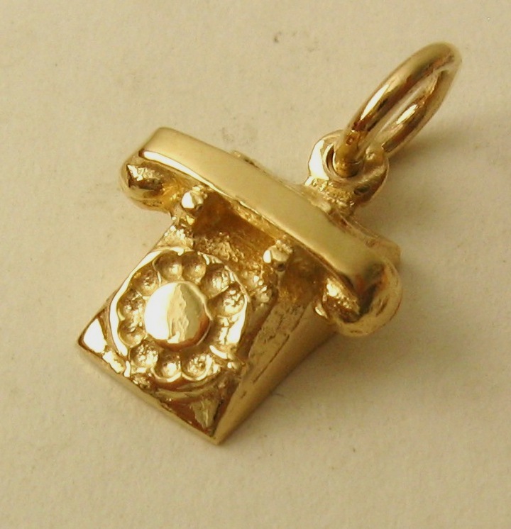 GENUINE SOLID 9K 9ct YELLOW GOLD VINTAGE TELEPHONE PHONE CHARM PENDANT