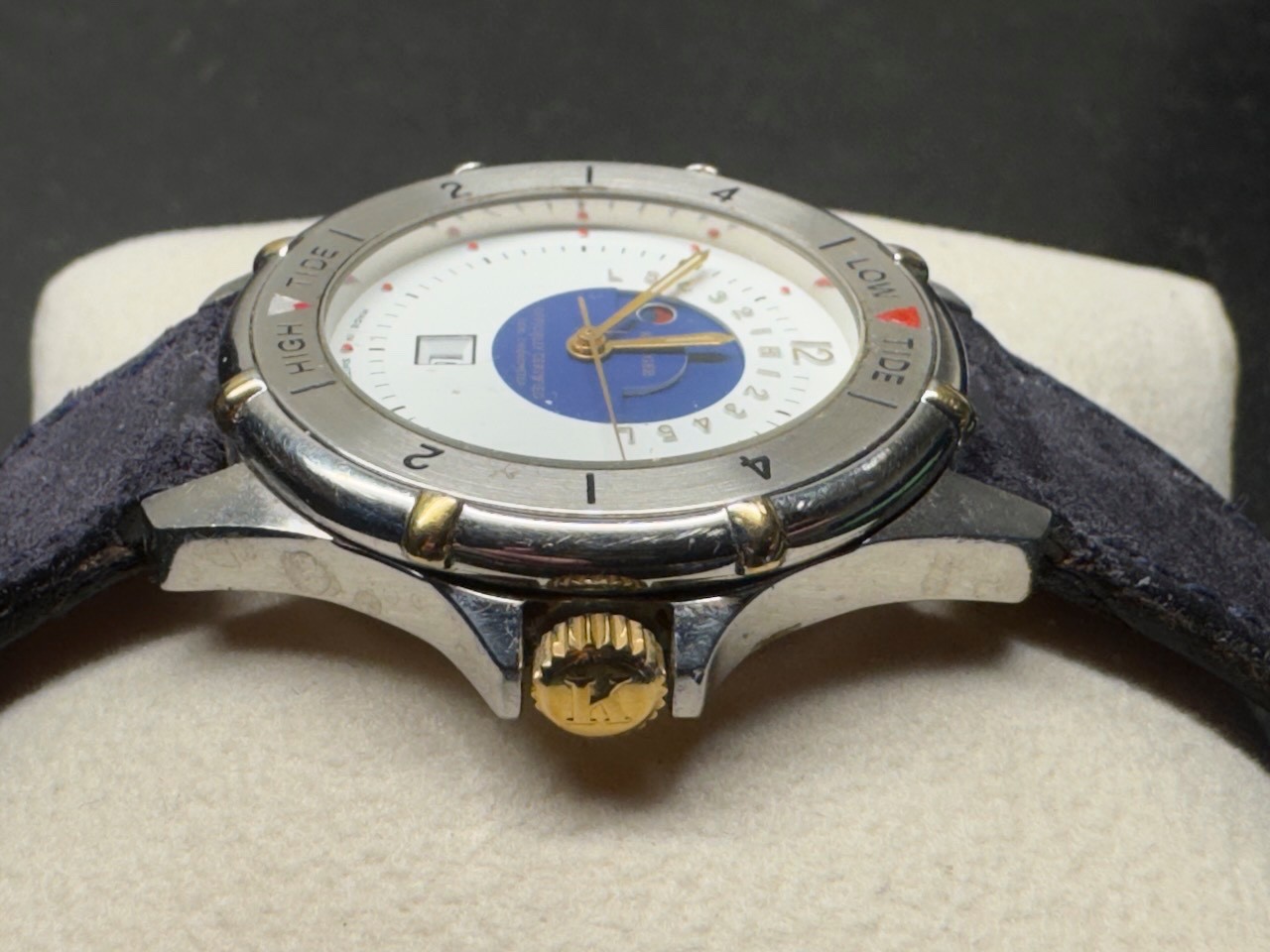 Krieger Tidal Chronometer 7 Jewels Swiss Quartz Mens Watch w/Box Classic Vintage