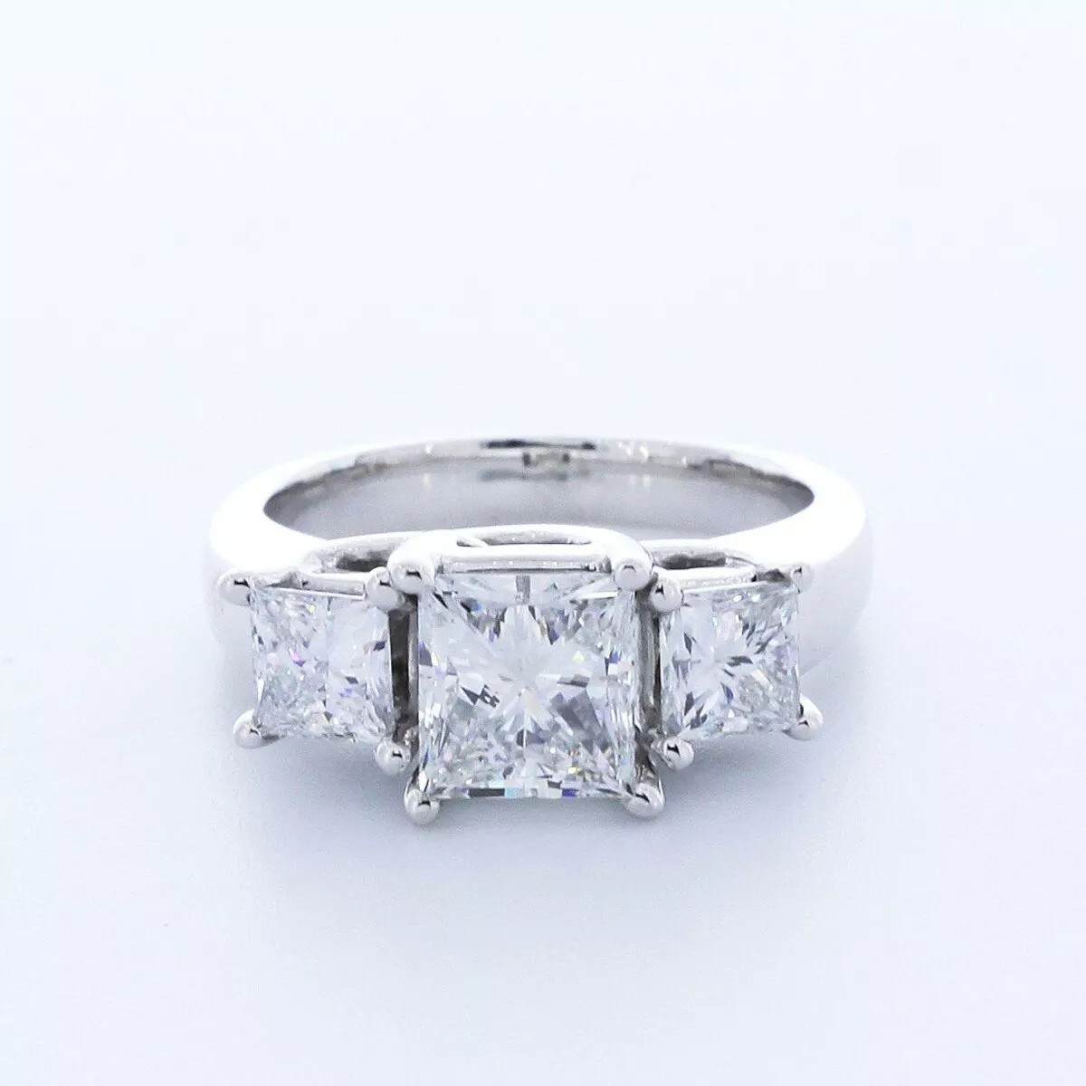 14K White Gold Engagement Ring Trellis 3.17 CT Princess Lab-Grown Diamond F SI1