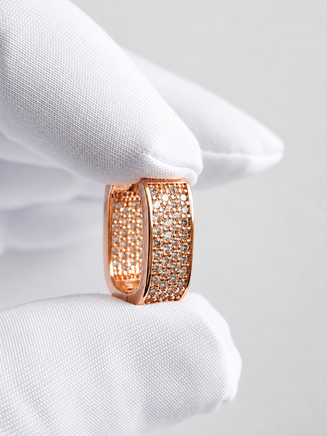 Rose Gold Plated Hoop Earrings With Cubic Zirconia Hip Hop Jewelry Unisex, Women