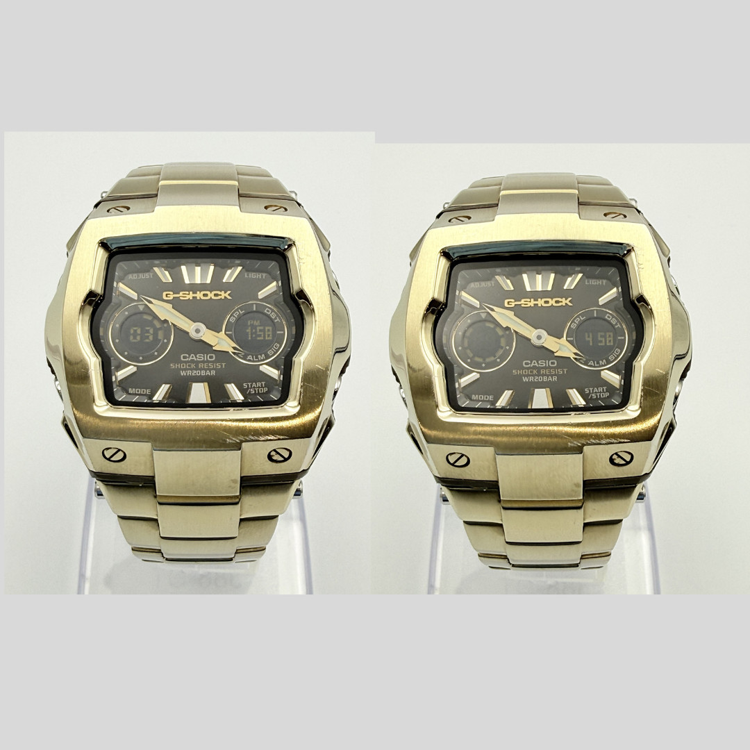 Casio G-Shock G-011 G-011D Cube Gold Ana-Digi Watch Wrist 16cm (6.3 in) -Rank B+