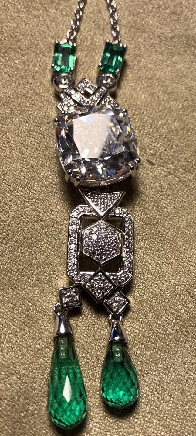 Bella Luce Emerald Platineve And White Diamond Simulants Pendants 32.44 ctw