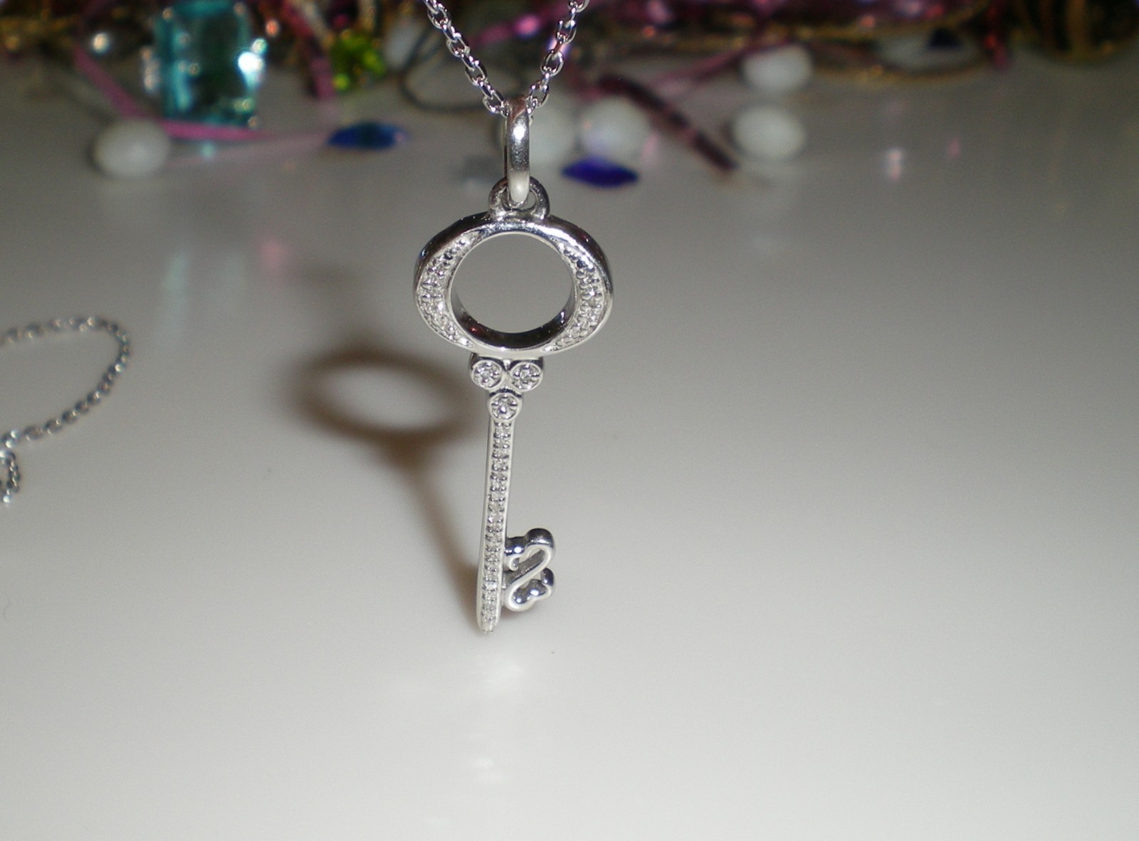 Jane Seymour Open Hearts Sterling Silver KEY Diamond Accent Necklace 💎 KAY BOX