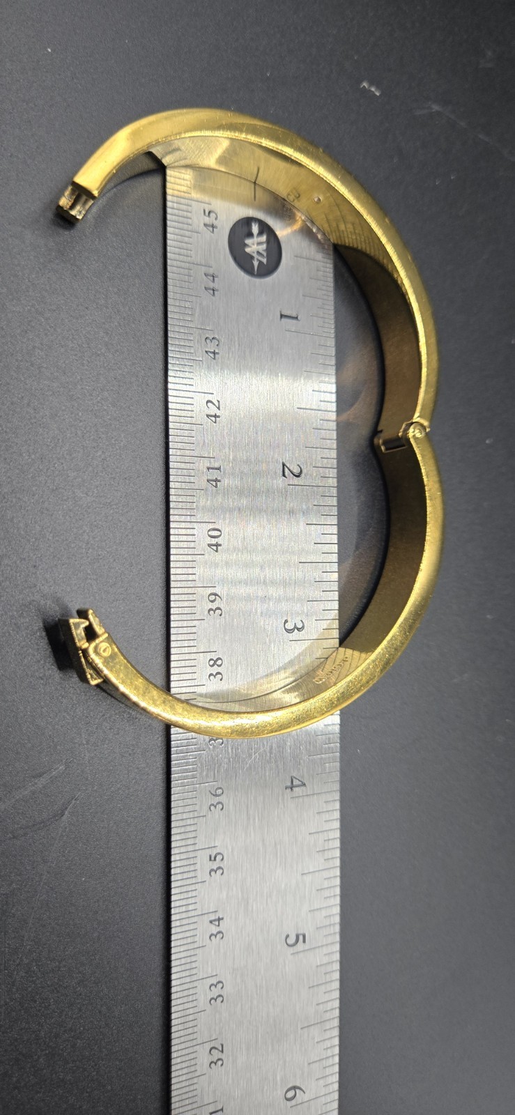 VTG Signed J.CREW Cuff Bracelet Gold Tone Lux Shine Hinged Push Lock