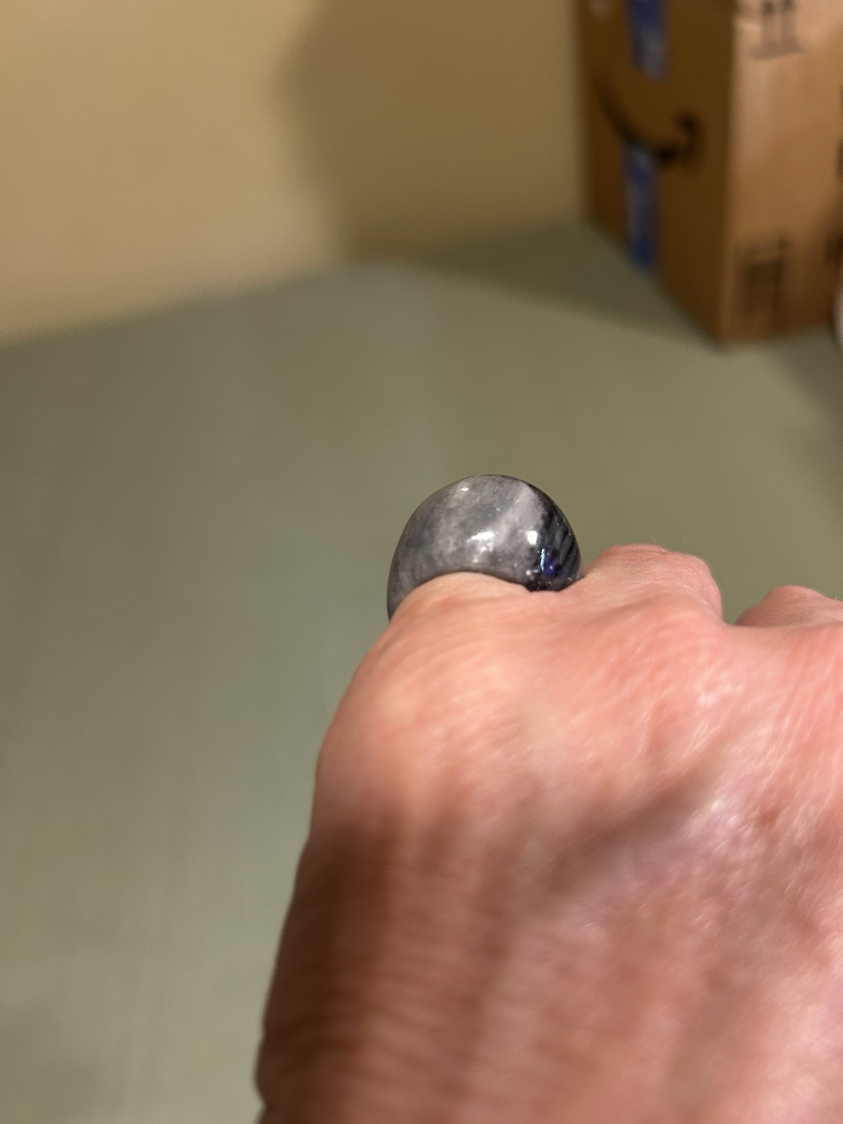 black gray white marbled Plastic Ring Similar To Black jadeite jade Sz 6