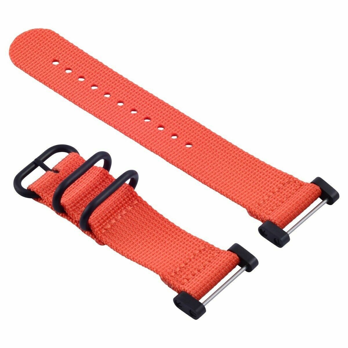 24mm Orange Nylon Replacement Strap Adapter Set 3 Black Rings For Suunto Core