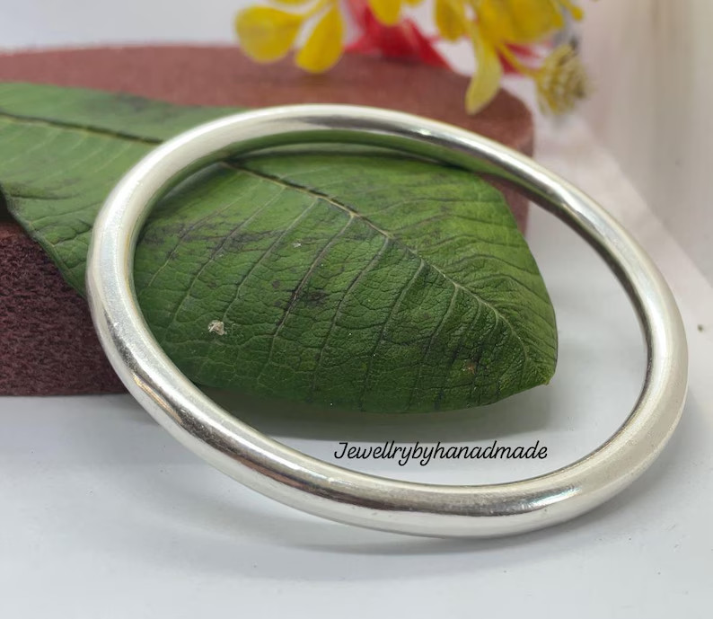 Thick Heavy Silver Bangle Bracelet Chunky Bracelets Solid 925 Sterling Silver