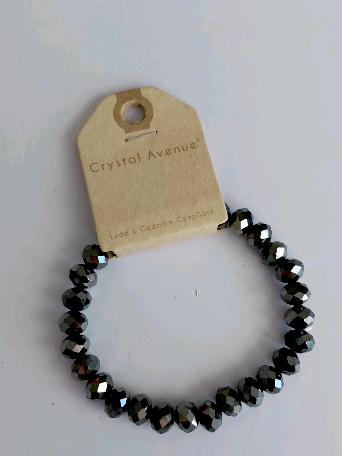Crystal Avenue Faceted Black Beaded Bracelet- Stretch Size 6 – NWT
