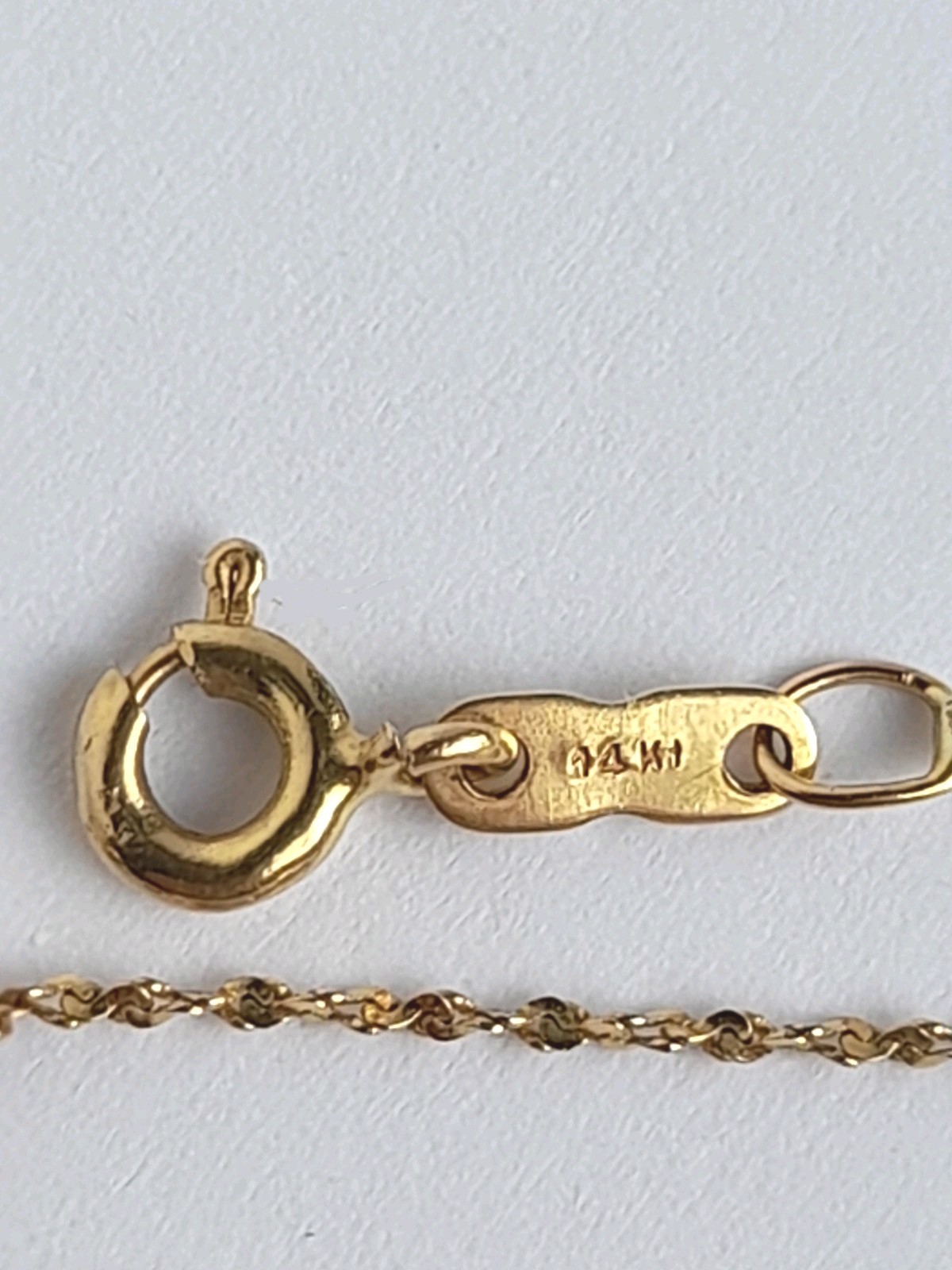 14K Solid Gold 2.3g Bead Station Necklace 18” 3.2mm Satellite Italy Minimalist