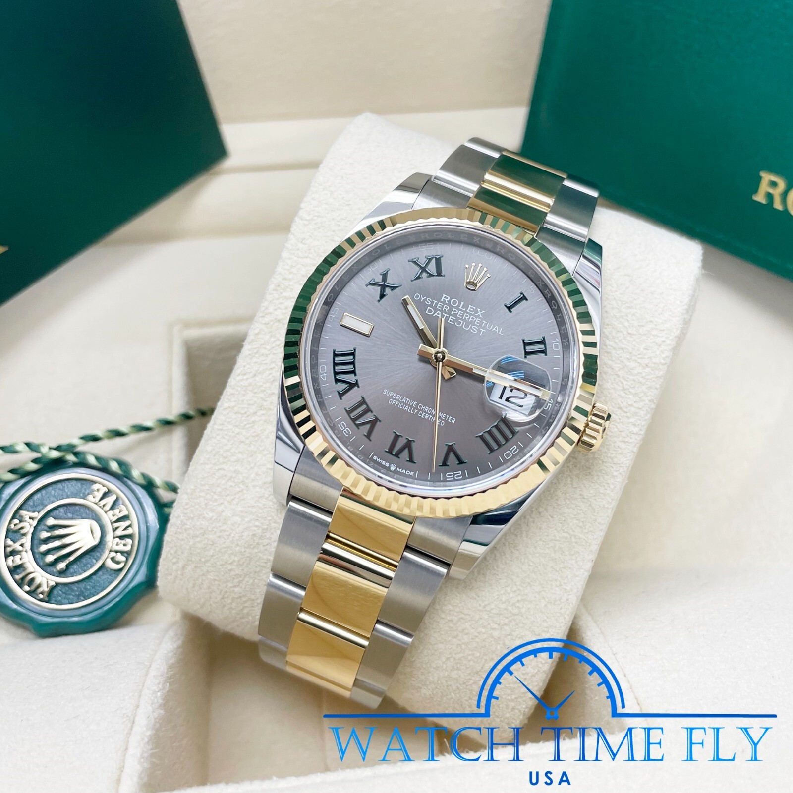 Rolex 126233 Datejust 36mm Two-Tone Steel/Yellow Gold Fluted Bezel Wimbledon