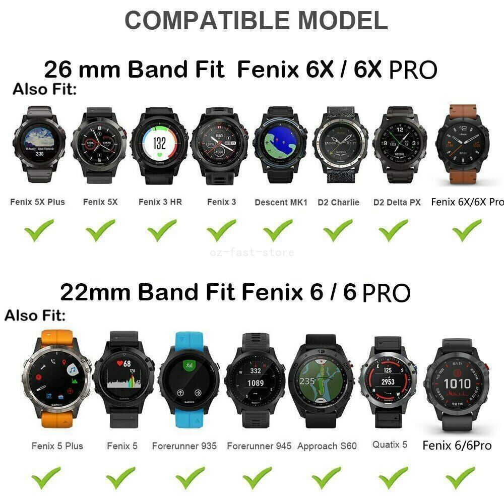 For Garmin Fenix 5 5X 6 6X Pro 7 7X Solar 3 Quick Fit Silicone Watch Band Strap