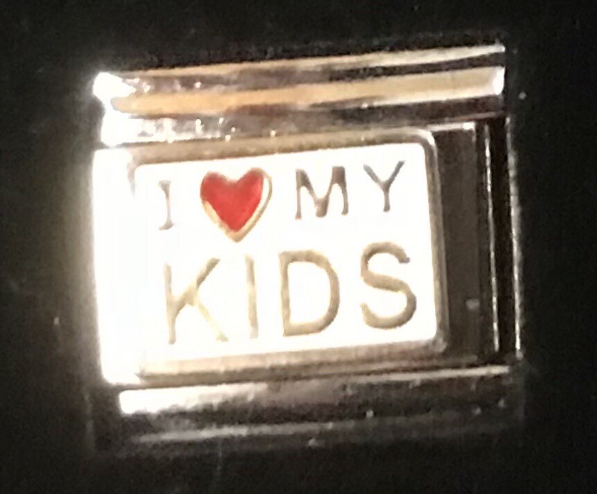 I Red Heart Love My Kids Italian Charm Enamel Link 9MM K47