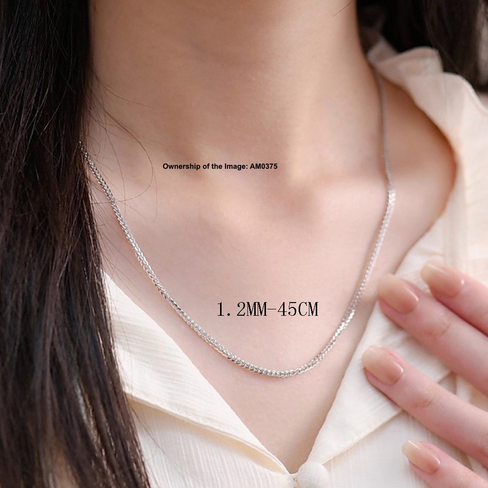 Pure 999 Fine Silver Women Men Necklace 1.2mm 2mm 3mm Wheat Link Chain All Size