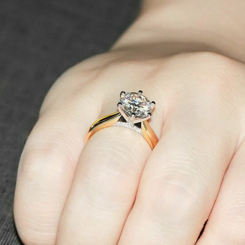 2 Ct Diamond Round Solitaire Engagement Wedding Ring 14K Yellow Gold Over Size 7
