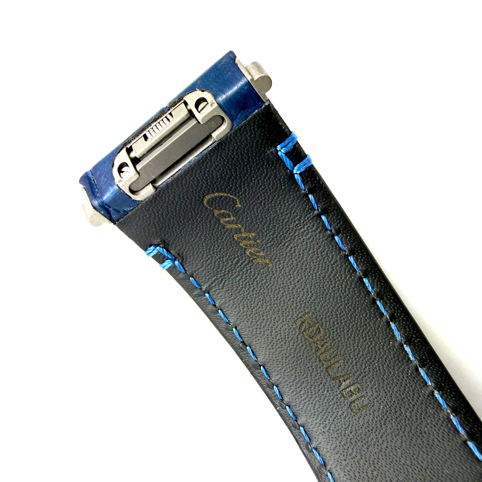 Cartier Santos KDAULABU 21x18mm Dark Blue Alligator Leather Watch Strap