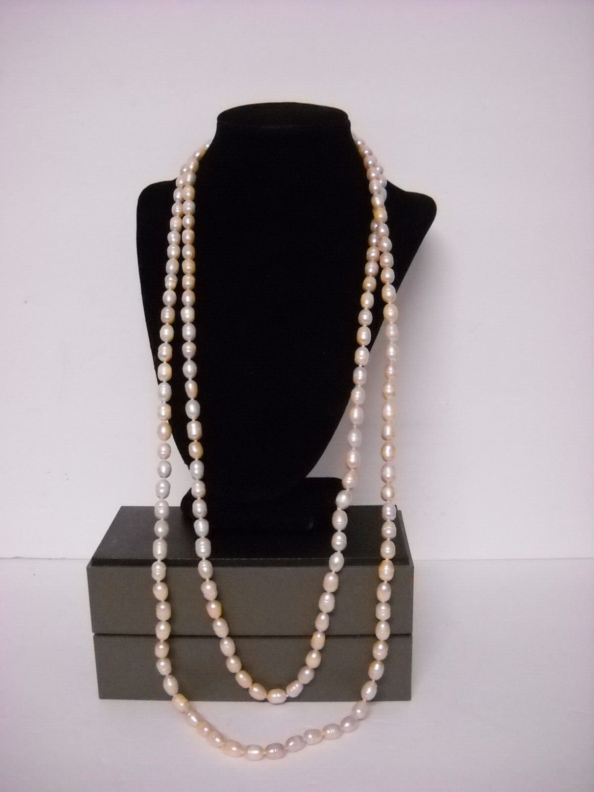 New 66″ Pale Pink Ringed Freshwater Pearls 8.4mm x 6.8mm Necklace Gift Idea #201