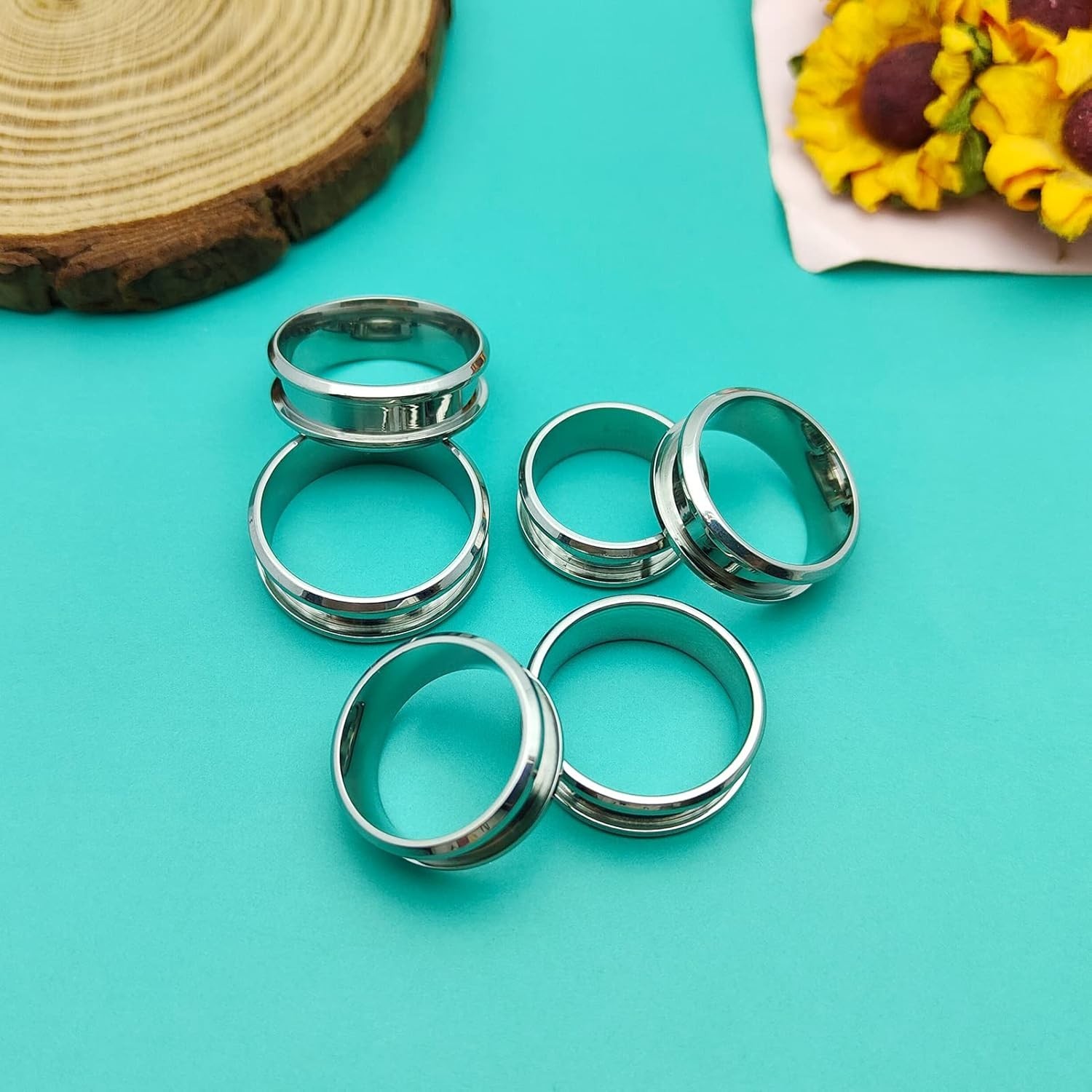 Stainless Steel Ring Blanks Grooved Inlay Rings for Jewelry Making DIY Crafts