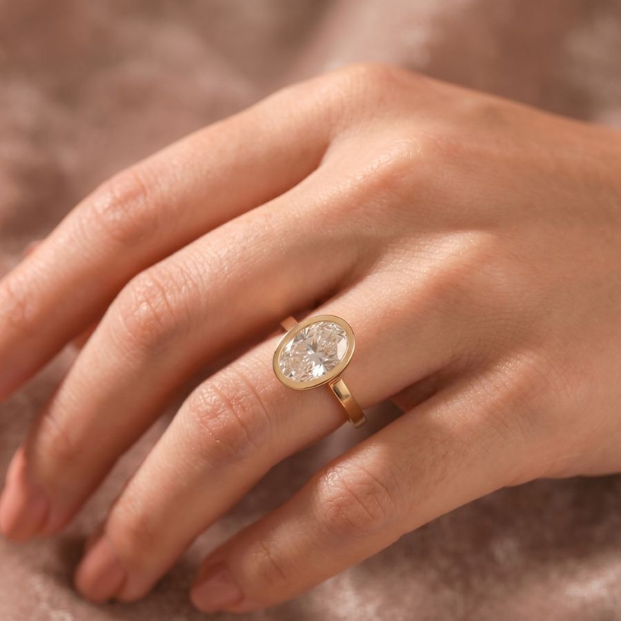 2.00Ct Oval-Cut VS1 Lab Grown Diamond Wedding Engagement Ring 14k Yellow Gold