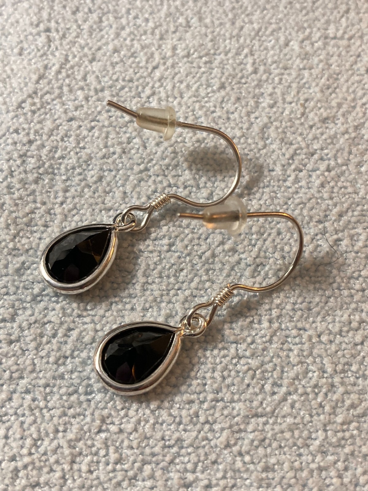 Natural Thai Black Spinel Drop Earrings .925 Sterling Silver 4.90 ctw Teardrops