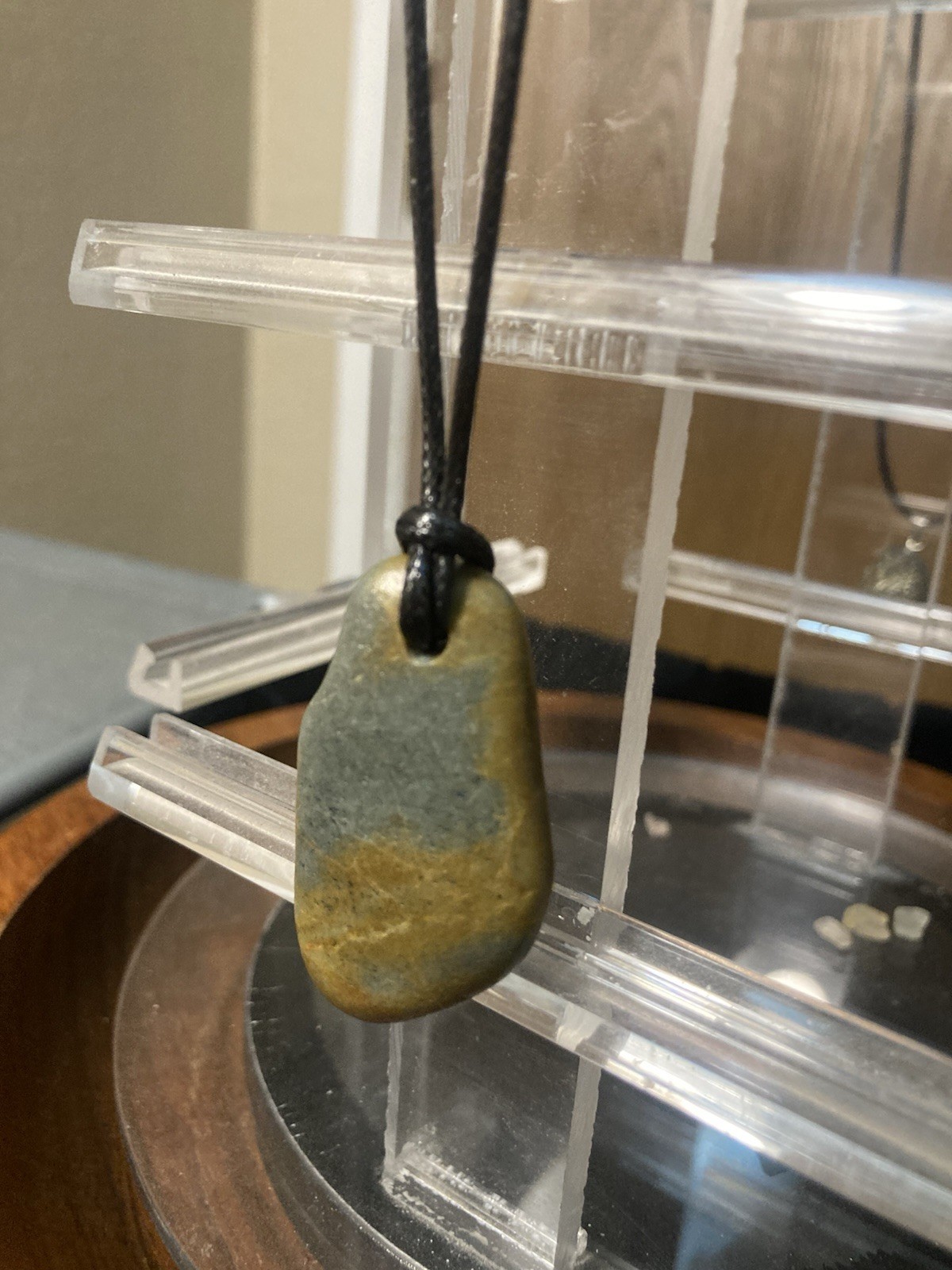 Polychrome Jasper Handmade Pendant On A Black Cord Necklace