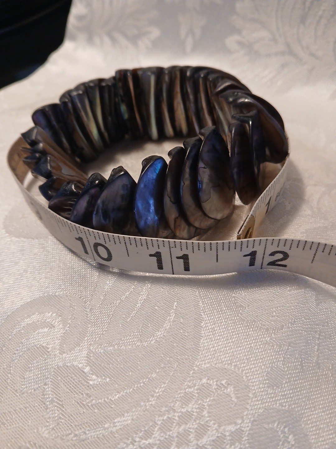 Abalone Shell Stretch Bracelet, Chunky, Iridescent Grey, Blue, Green, Pink