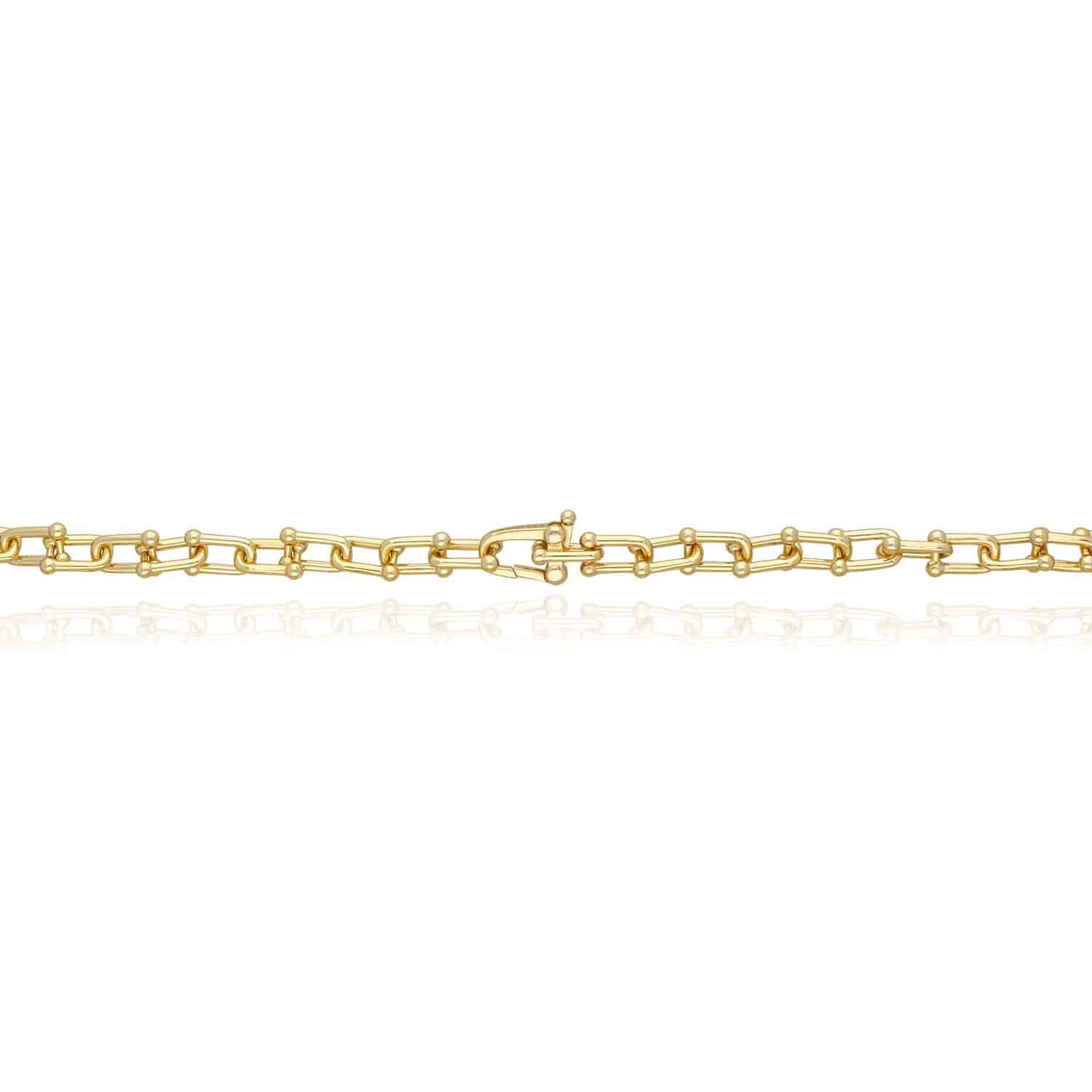 Solid 18K Yellow Gold Over 925 Silver 6.5mm HardWear Chain Necklace 16″-24″